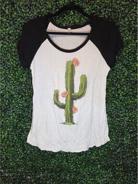 My Beloved White and Black Cactus Print T-Shirt size S